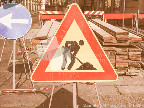 Image of  Road works sign vintage