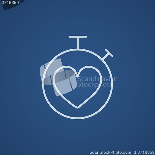 Image of Stopwatch with heart sign line icon.