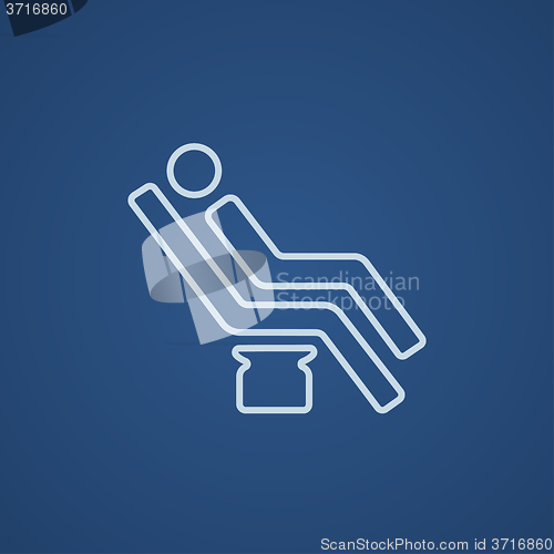 Image of Man sitting on dental chair line icon.