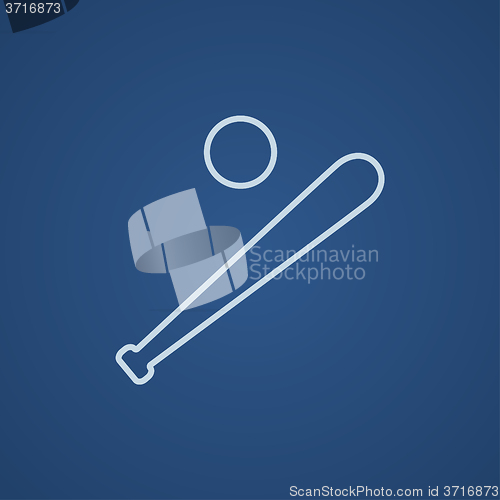 Image of Baseball bat and ball line icon.