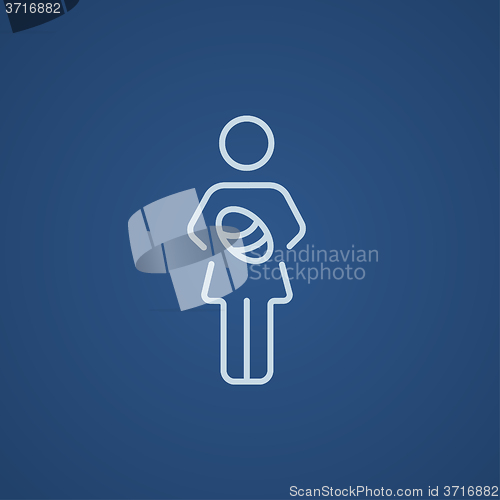 Image of Woman holding baby line icon.