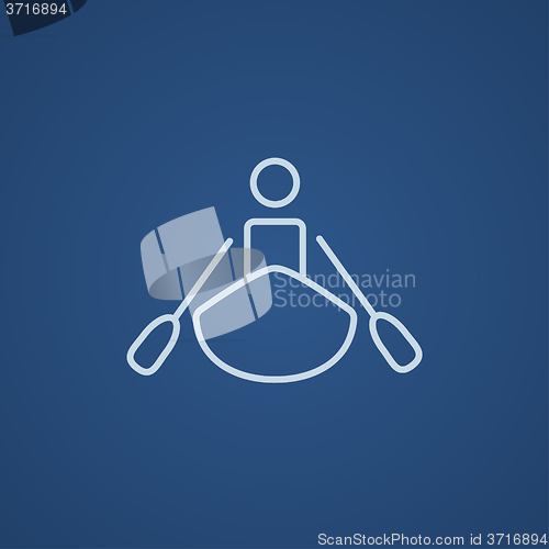 Image of Man kayaking line icon.