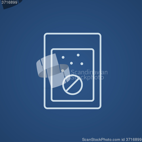 Image of Tablet into glass of water line icon.