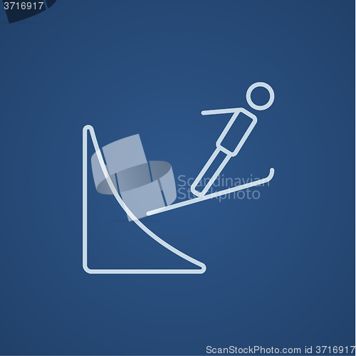Image of Ski jumping line icon.