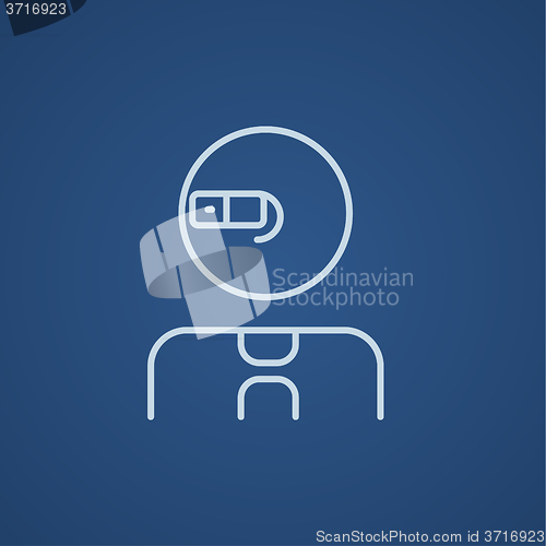 Image of Man in augmented reality glasses line icon.