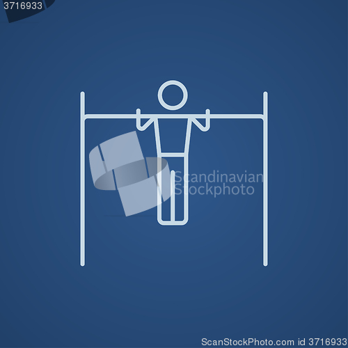 Image of Gymnast exercising on bar line icon.