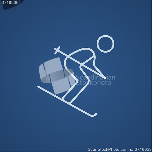 Image of Downhill skiing line icon.