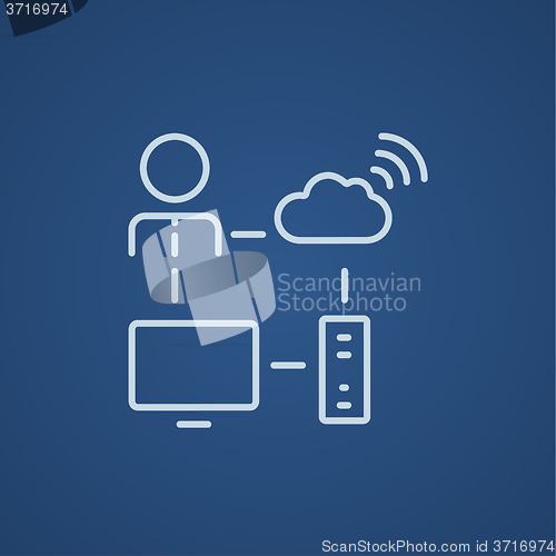 Image of Cloud computing line icon.