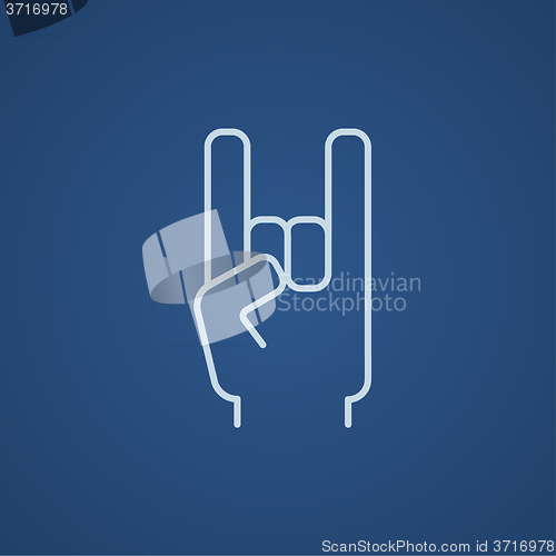 Image of Rock and roll hand sign line icon.