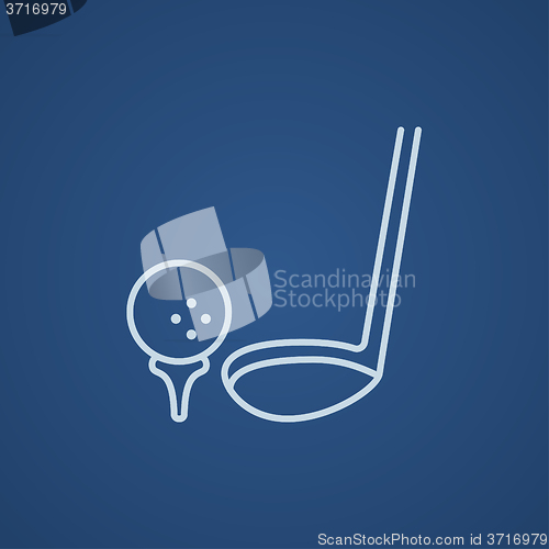Image of Golf ball and putter line icon.