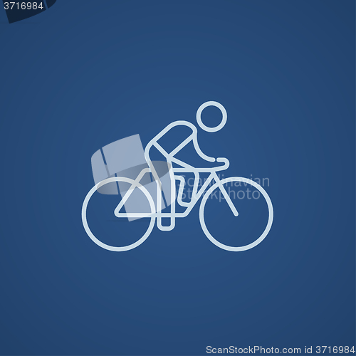 Image of Man riding bike line icon.