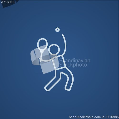 Image of Man playing big tennis line icon.