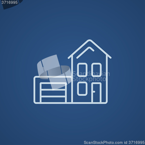 Image of House with garage line icon.