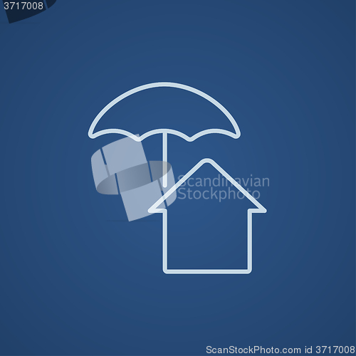 Image of House under umbrella line icon.