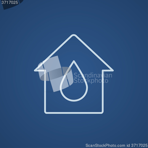 Image of House with water drop line icon.