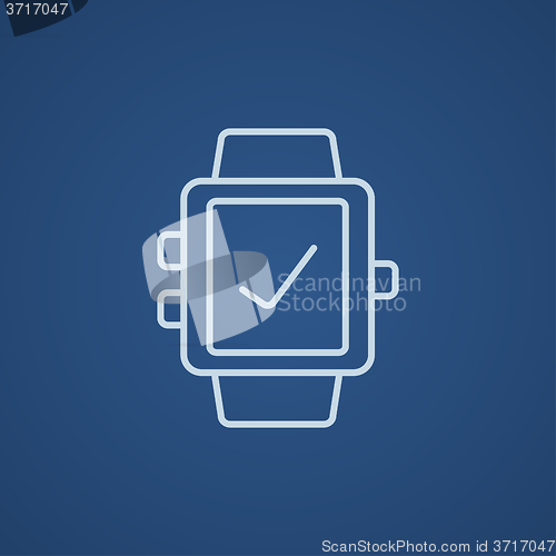 Image of Smartwatch with check sign line icon.