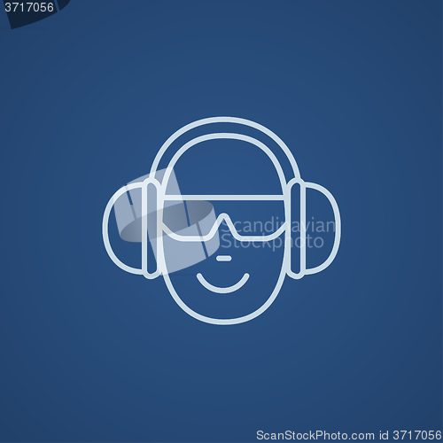 Image of Man in headphones line icon.