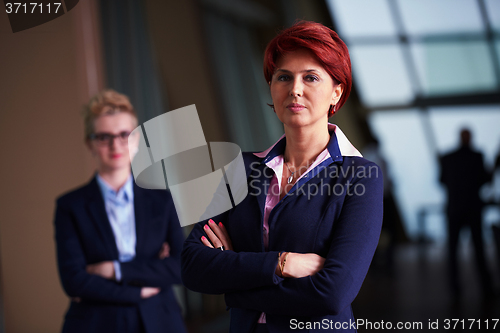 Image of business woman goup at modern bright office