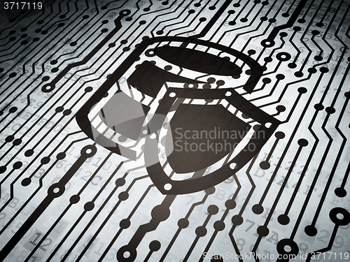 Image of Software concept: circuit board with Database With Shield