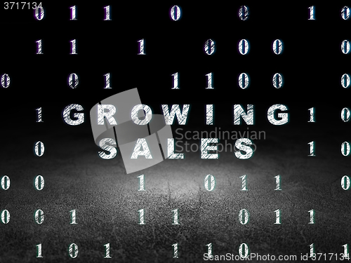 Image of Finance concept: Growing Sales in grunge dark room
