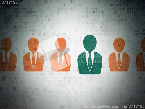 Image of Finance concept: business man icon on Digital Paper background