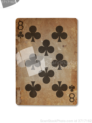 Image of Very old playing card, eight of clubs