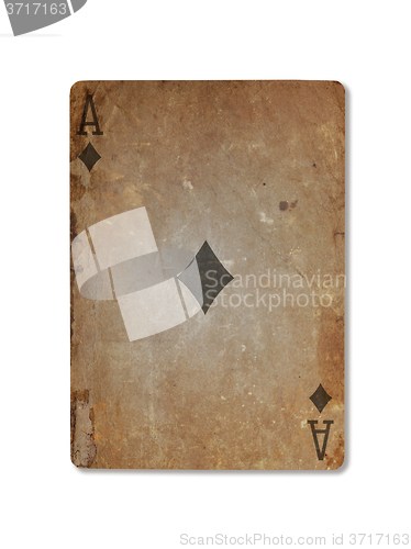 Image of Very old playing card, ace of diamonds