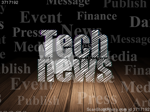 Image of News concept: Tech News in grunge dark room