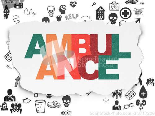 Image of Health concept: Ambulance on Torn Paper background