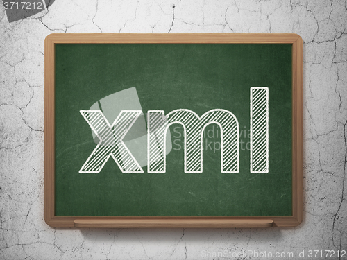 Image of Programming concept: Xml on chalkboard background