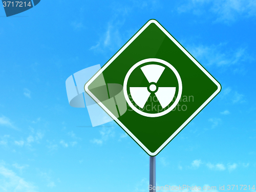 Image of Science concept: Radiation on road sign background