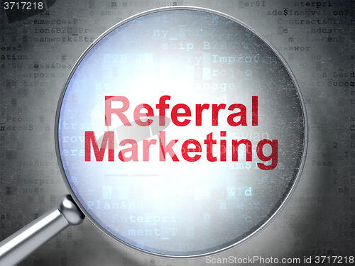 Image of Advertising concept: Referral Marketing with optical glass