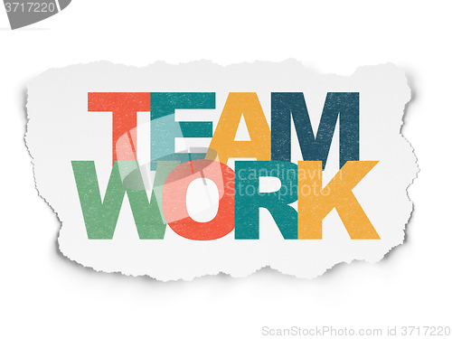 Image of Business concept: Teamwork on Torn Paper background