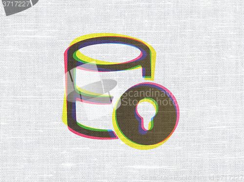 Image of Software concept: Database With Lock on fabric texture background