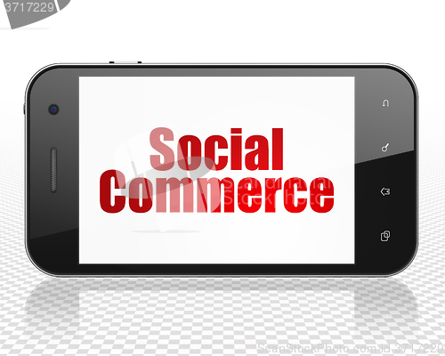 Image of Marketing concept: Smartphone with Social Commerce on display