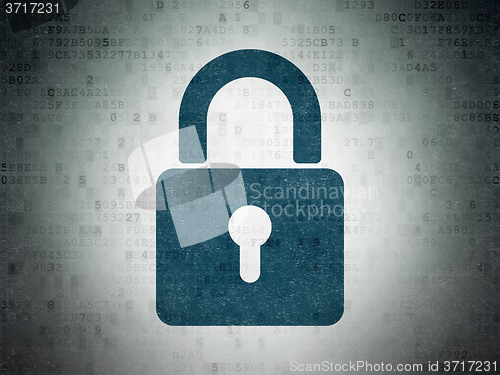 Image of Safety concept: Closed Padlock on Digital Paper background