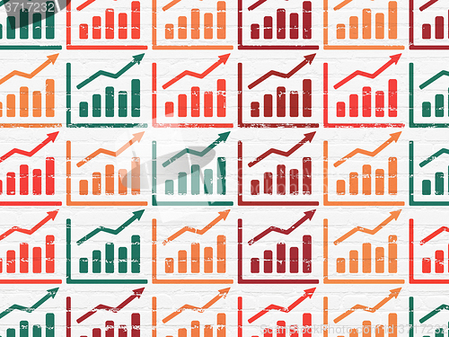 Image of Advertising concept: Growth Graph icons on wall background