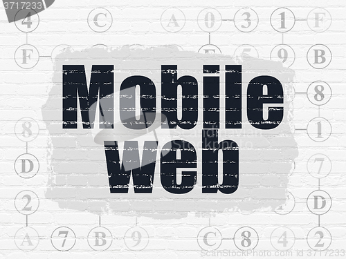 Image of Web development concept: Mobile Web on wall background