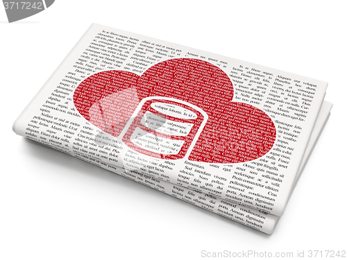 Image of Cloud technology concept: Database With Cloud on Newspaper background