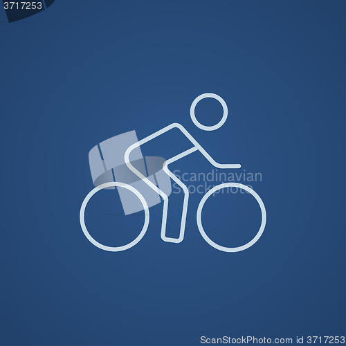 Image of Man riding  bike line icon.