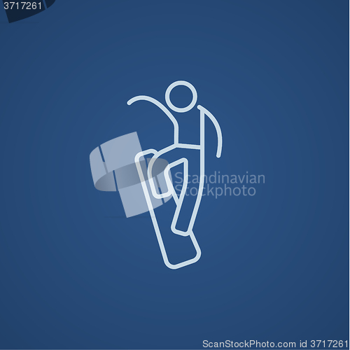 Image of Man snowboarding line icon.