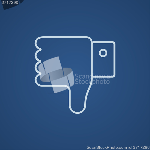 Image of Thumb down hand sign line icon.