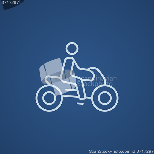 Image of Man riding motorcycle line icon.