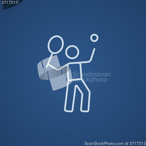 Image of Man playing big tennis line icon.