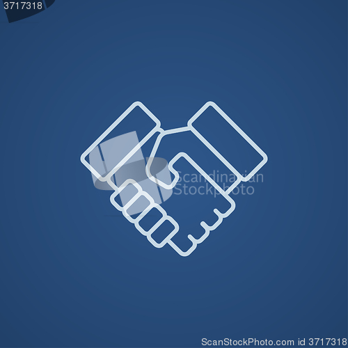 Image of Handshake and successful real estate transaction line icon.