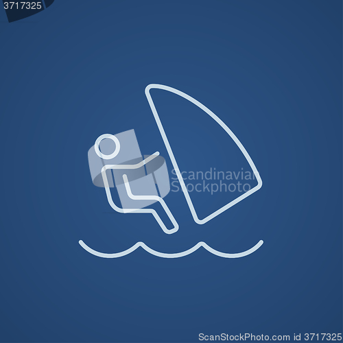 Image of Wind surfing line icon.