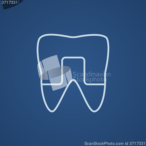 Image of Crowned tooth line icon.