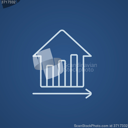 Image of Graph of real estate prices growth line icon.