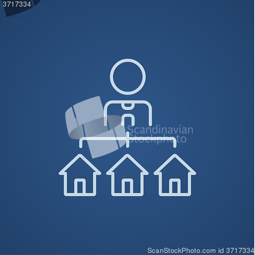 Image of Real estate agent with three houses line icon.