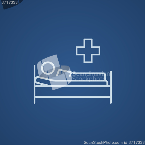 Image of Patient lying on bed line icon.